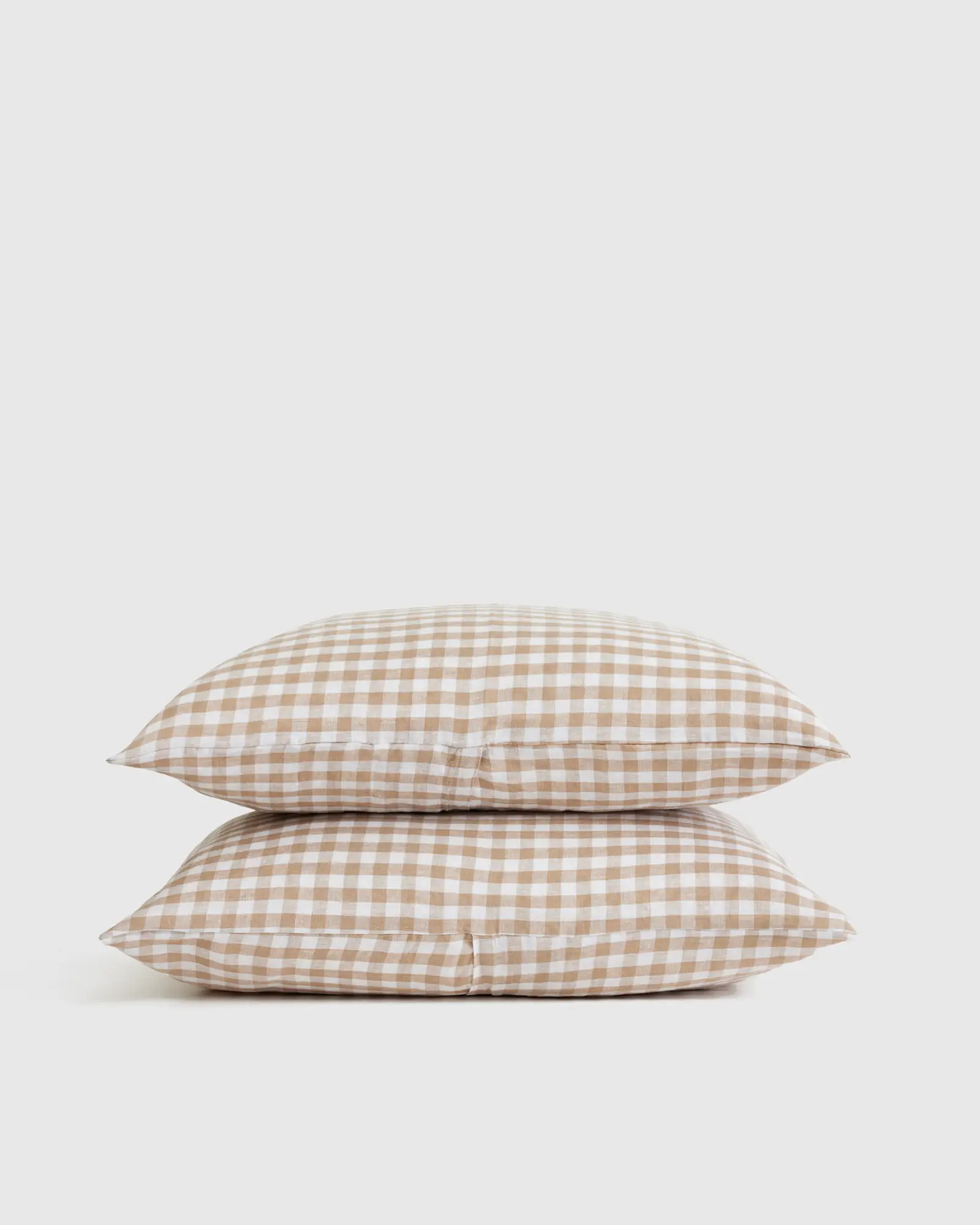 European Linen Gingham Sham Set in Cafe | Quince