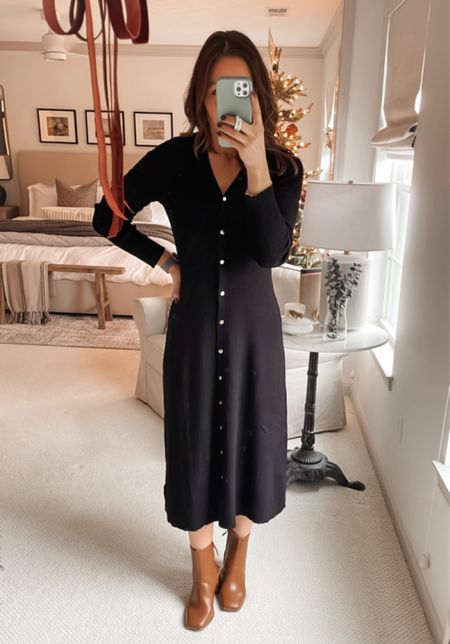 The comfiest and prettiest button down sweater midi dress! I took a medium, I’m 5’6 and 128 lbs. perfect for Thanksgiving! #walmartpartner #walmartfashion 

#LTKunder50 #LTKHoliday
