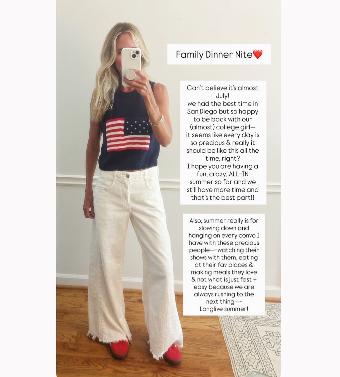 Long Live Summer!!❤️🇺🇸☀️

Cutest 🇺🇸sweater with all-time best selling denim in white & fun red shoes!

#LTKdayinmylife #LTKootd #LTKOver40