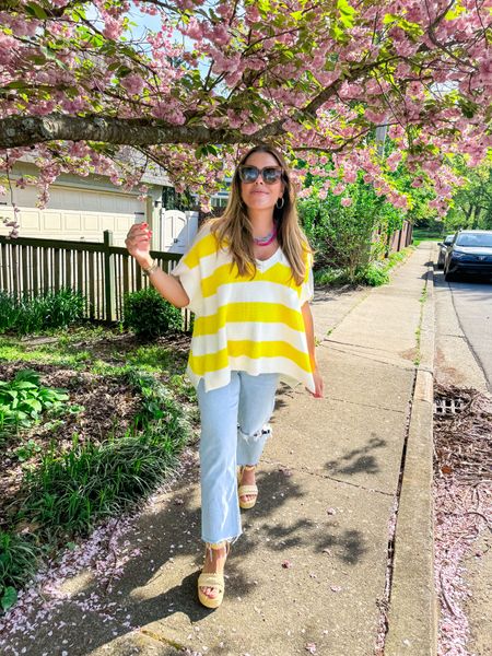 Easy spring outfit that’s pregnancy friendly // I love these maternity jeans & I sized up to a medium in this sweater 

#LTKbump #LTKfindsunder100 #LTKSeasonal