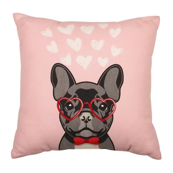 Square Dog Valentine’s Day Pillow Pink - Spritz™ | Target