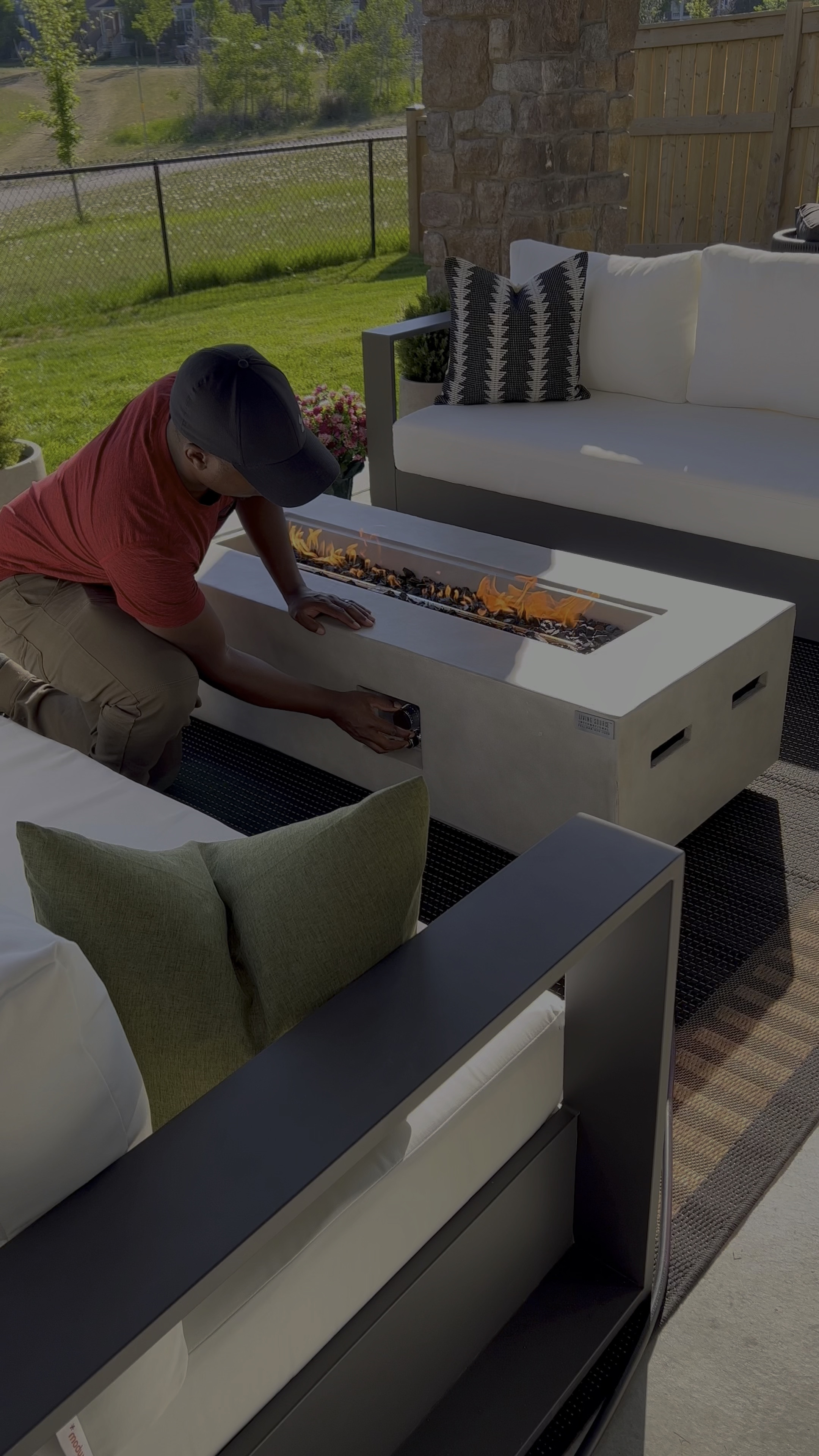 What a difference a pressure washer makes!

*fire pit color: natural concrete ☺️

I size up 2 for my pillow inserts. Eg. For a  20x20 cover, I’ll use a 22x22 insert. 

Scroll below to shop the items! 😊

Stain resistant waterproof outdoor furniture 

Concrete fire table 

Black and white outdoor throw pillow 

Black and brown outdoor rug 

Large White planter 

Artificial topiary plant 

#LTKhome #LTKstyletip #LTKsalealert