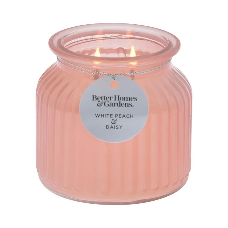 Better Homes & Gardens 16.5oz White Peach & Daisy Scented 2 Wick Pagoda Jar Candle | Walmart (US)