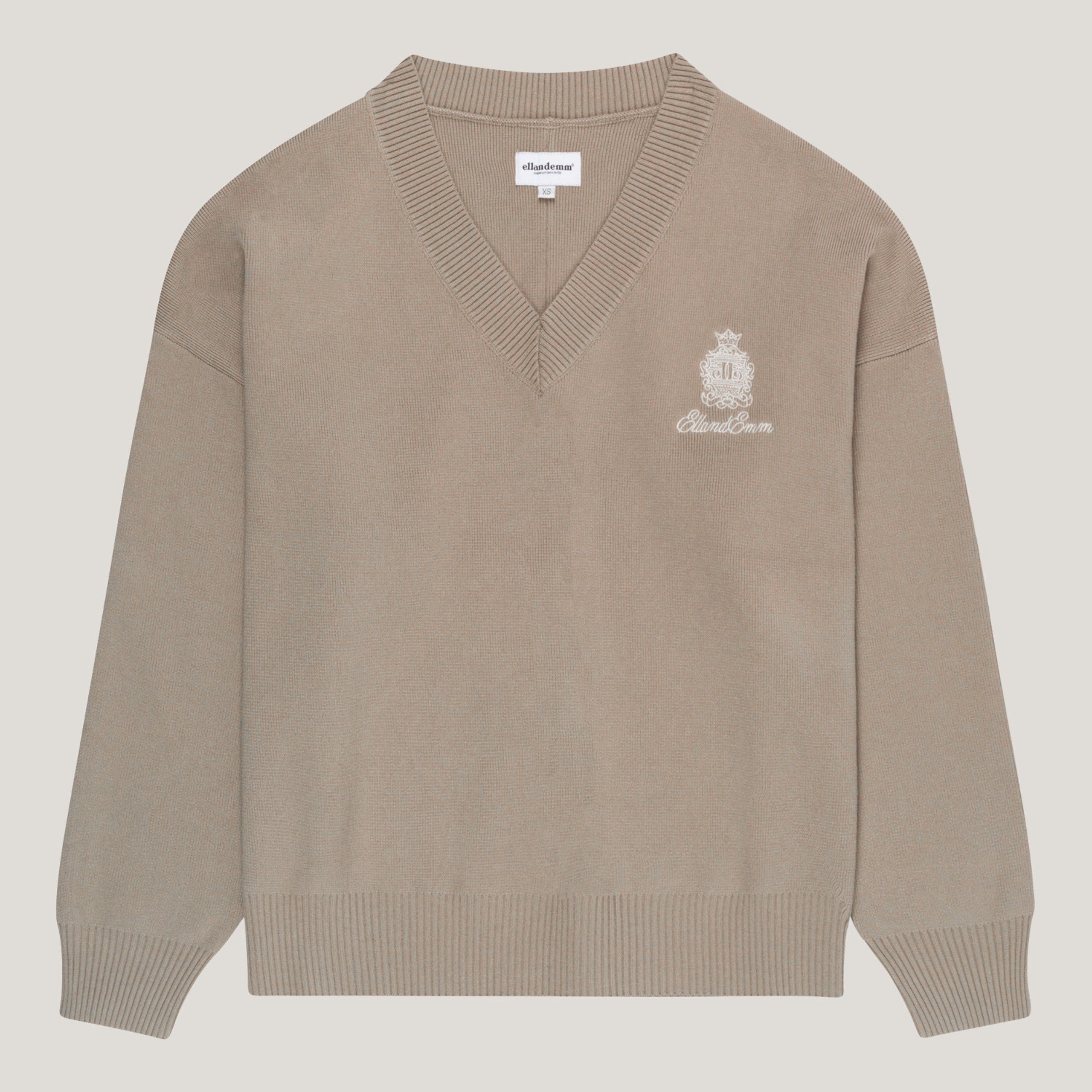 EE Classic V Neck Sweater - Mushroom | EllandEmm
