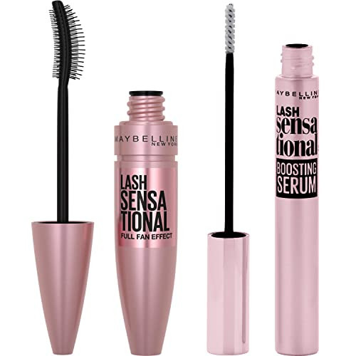 Maybelline Lash Sensational Washable Mascara + Boosting Eyelash Serum Bundle, Includes 1 Mascara in Blackest Black and 1 Lash Serum | Amazon (US)