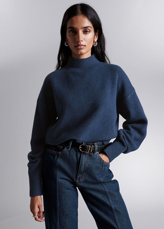 Mock-Neck Sweater - Dark Blue - & Other Stories GB | & Other Stories (EU + UK)