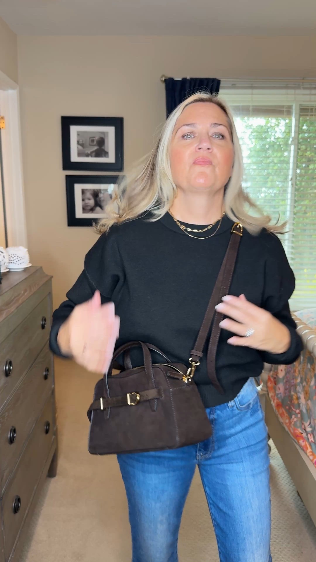 I am loving this cute little bag. It is the perfect chocolate brown color for fall and looks great with everything including black. I also really loved the classic vibe and feel of it. It looks great with the Crossbody strap on it and darling with just using the handles.

#LTKOver40 #LTKItBag #LTKHoliday