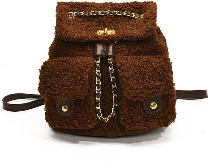 Fleece Backpack Purse for Women, Trendy Y2k Purse Fuzzy Sherpa Daypack Cute Mini Backpack Chic Ae... | Amazon (US)