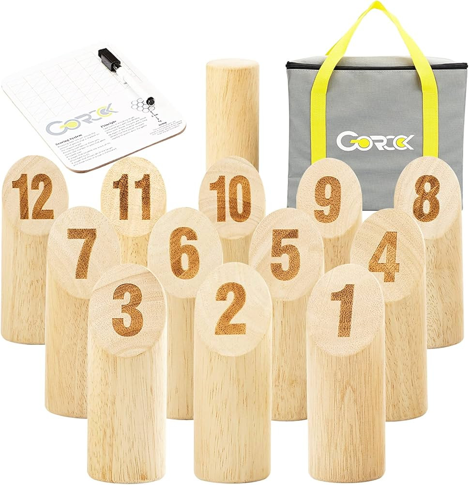Gorock Numbered Block Toss Games, Wooden Bowling Throwing Game Set with Scoreboard & Carrying Bag... | Amazon (US)