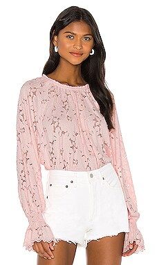 Free People Olivia Lace Tee in Pink from Revolve.com | Revolve Clothing (Global)