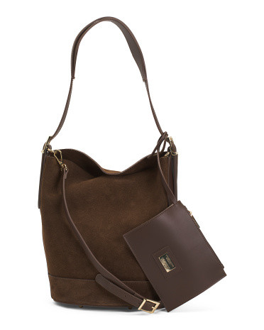 Made In Italy Suede Bucket Bag | TJ Maxx