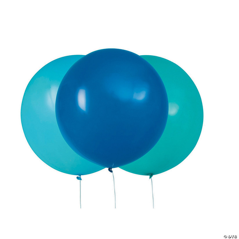 24" Blue & Teal Latex Balloons – 3 Pc. | Oriental Trading Company
