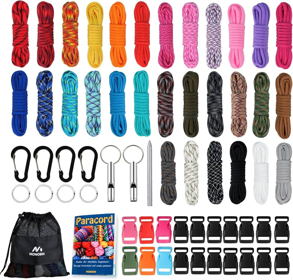 MONOBIN Paracord Combo Kits - 550 Type III Parachute Cord - Bracelet Crafting Kits, Survival Rope... | Amazon (US)