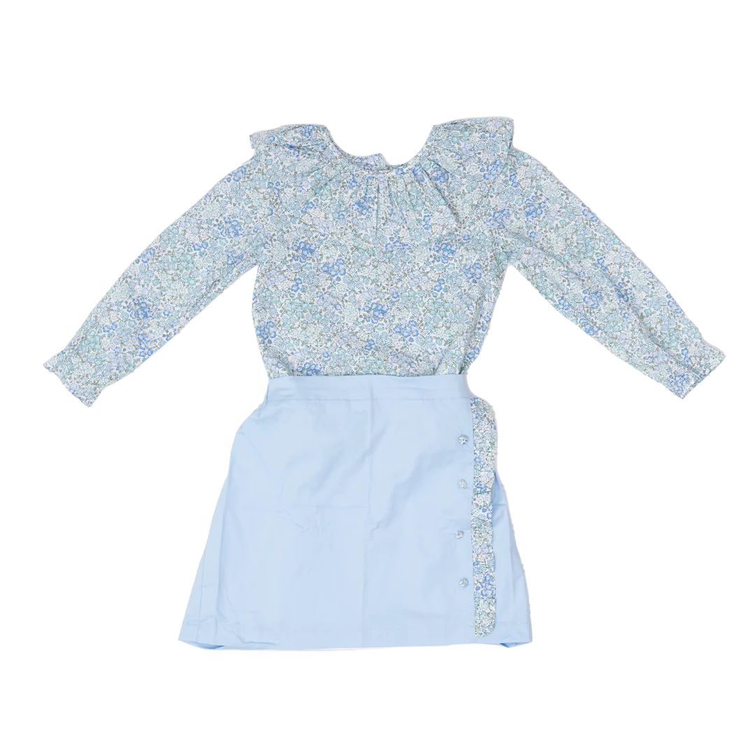 Kelsey Blue Floral Skirt Set | The Oaks Apparel Company