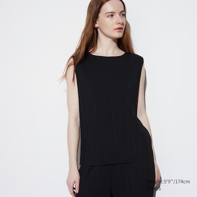 Pleated Sleeveless T-Shirt | UNIQLO (US)
