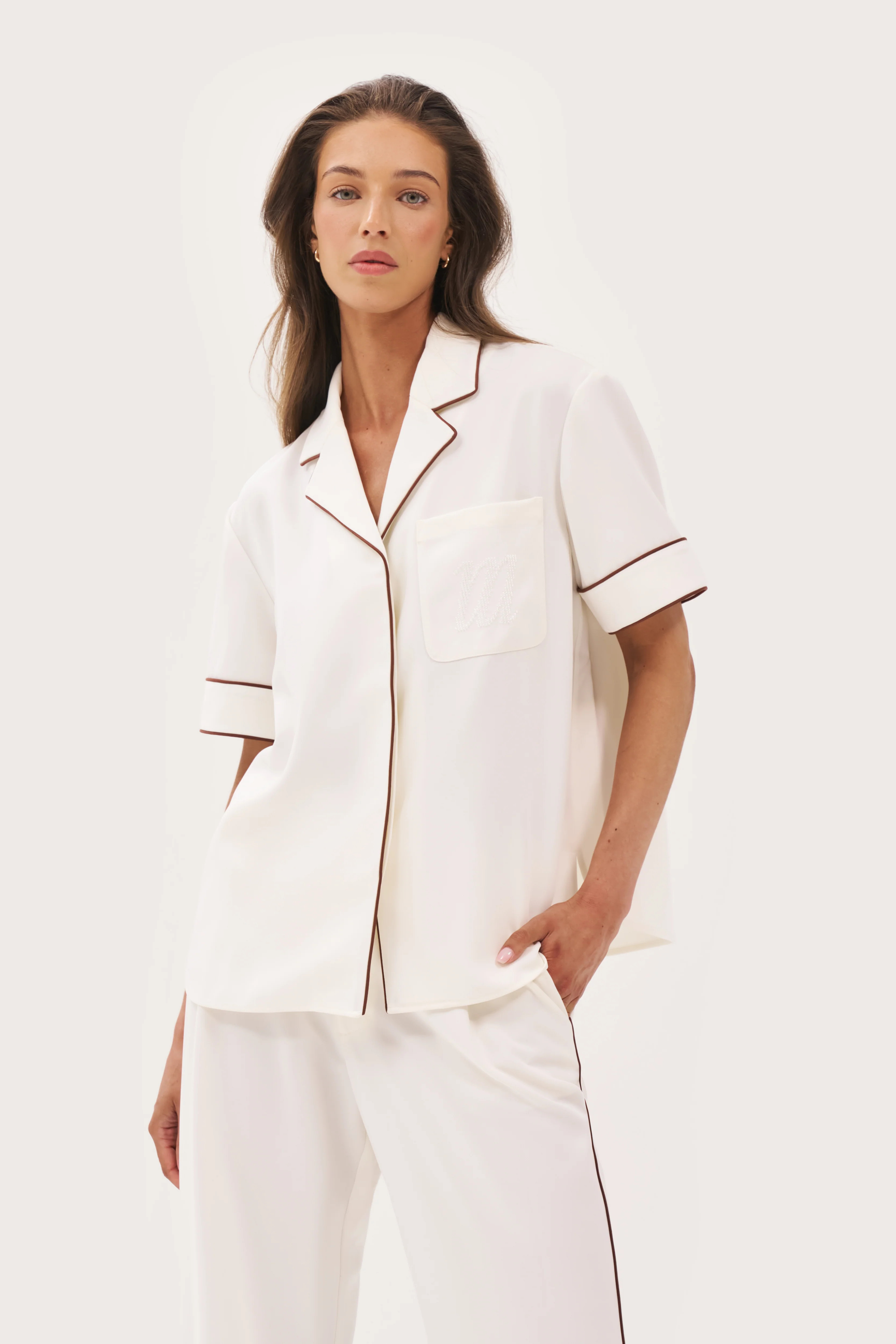 Resort Piped Revere Shirt - Off White | Maebe