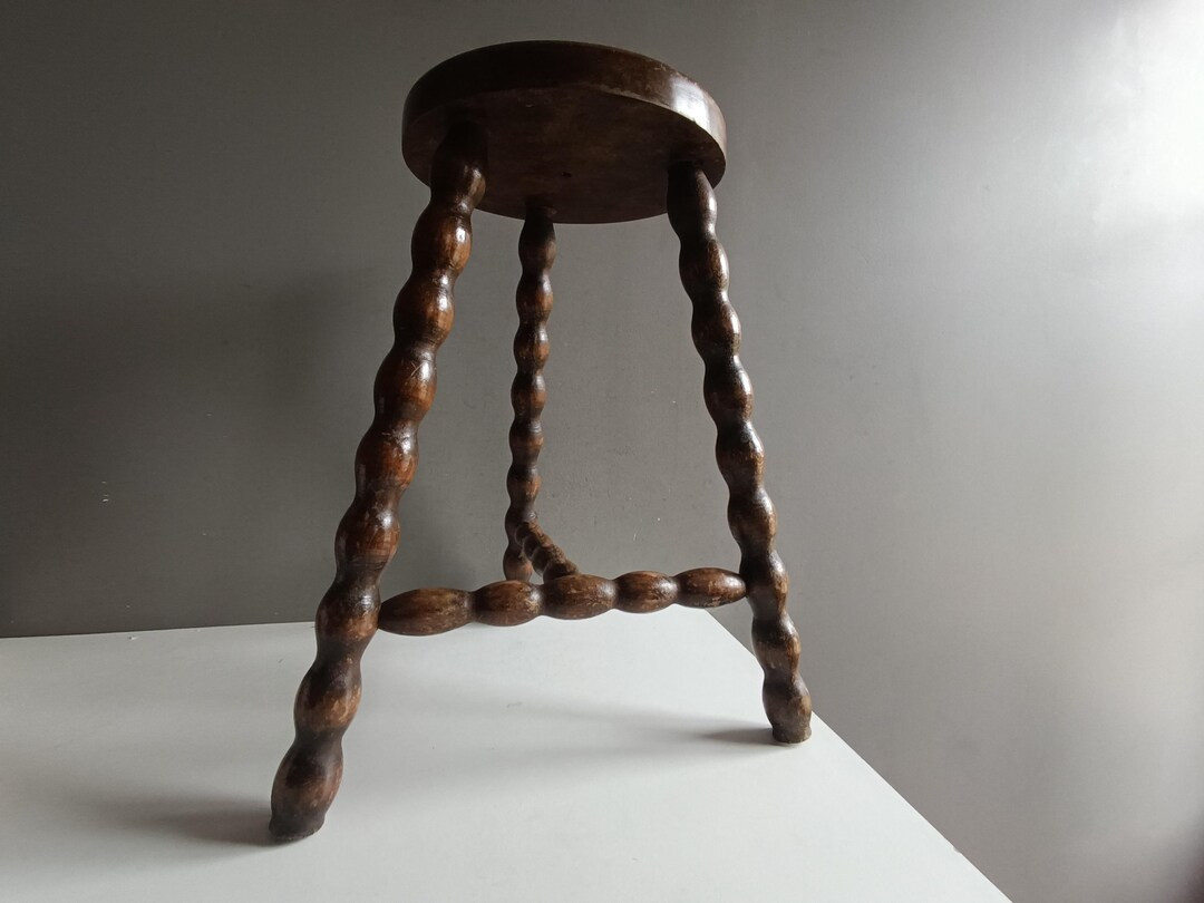 French Vintage Bobbin Wood Stool Mid Century / Rustic Farmhouse Primitiv Kitchen Decor / Milking ... | Etsy (US)