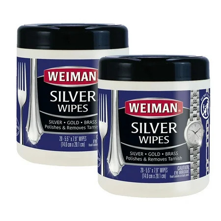 Weiman Silver Jewelry Polish Cleaner and Tarnish Remover Wipes for Watches Antiques Flatware - 20 Count - 2 Pack | Walmart (US)