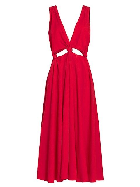 Red Cut-Out Midi Dress | Saks Fifth Avenue