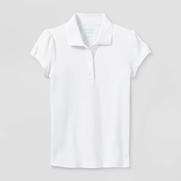 Girls' Short Sleeve Interlock Uniform Polo Shirt - Cat & Jack™ White | Target