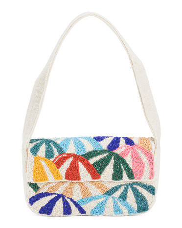 Beaded Beach Umbrella Shoulder Bag for Women | Leather | Marshalls