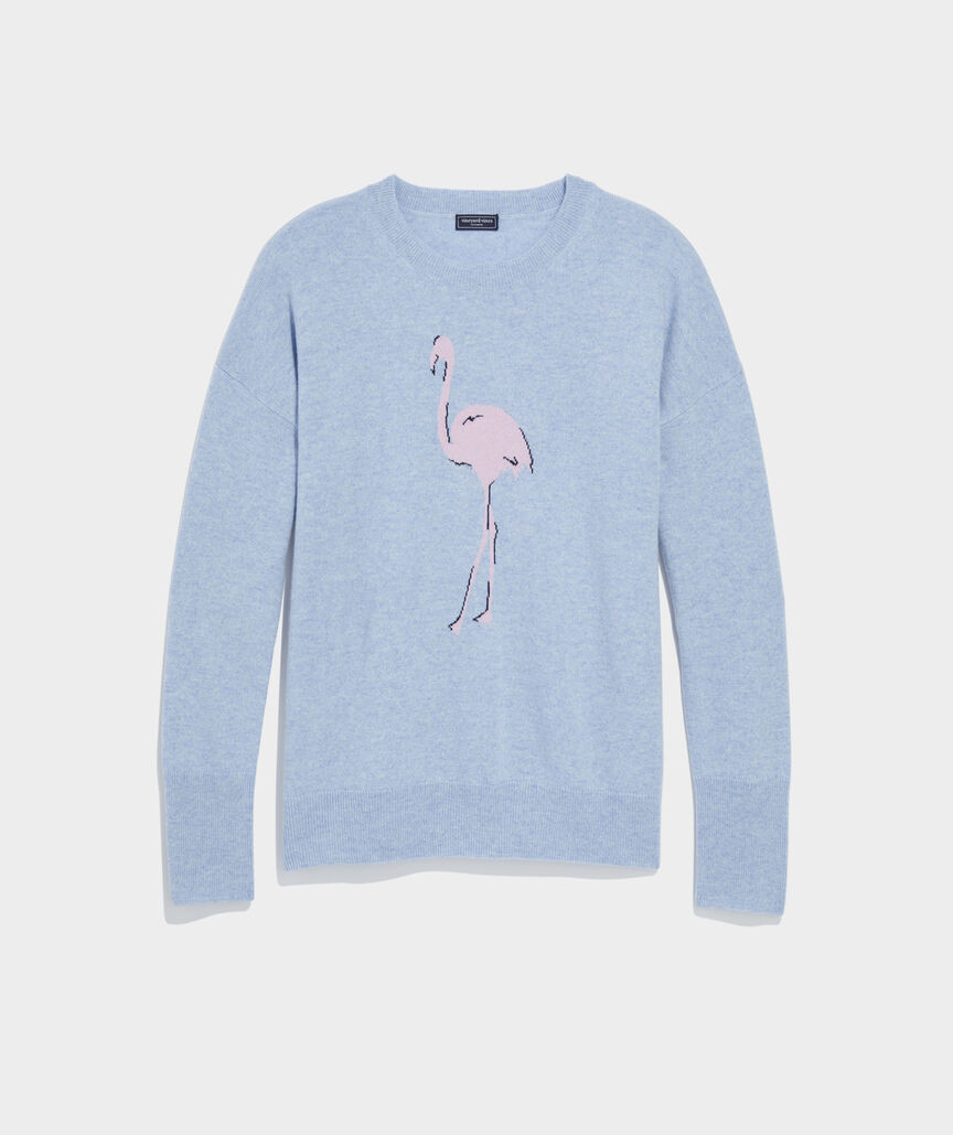 Flamingo Intarsia Cashmere Crewneck Sweater | vineyard vines
