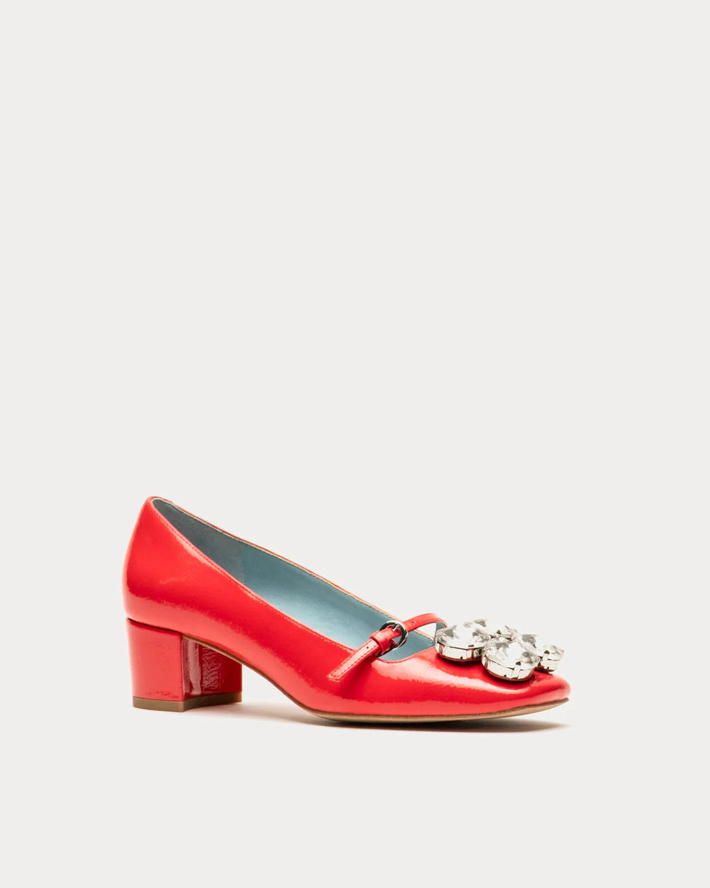 Josephine Heel - Crinkled Leather Red | Frances Valentine