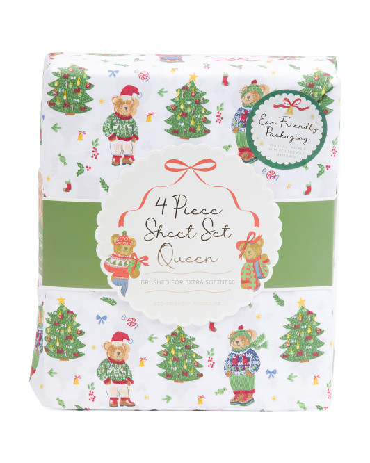 Classic Christmas Teddy Sheet Set | TJ Maxx