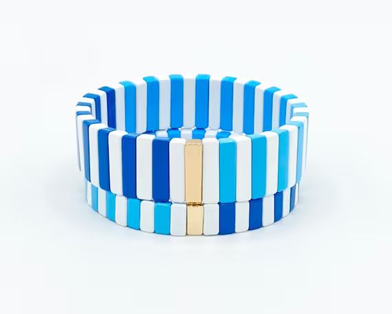 Ocean Blue Enamel Tile Bracelet Colorblock Bracelets Tile | Etsy | Etsy (US)
