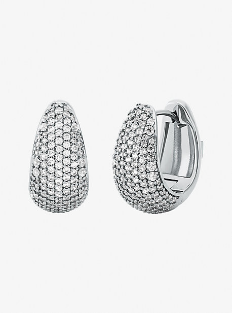 Precious Metal-Plated Brass Pavé Teardrop Huggie Earrings | Michael Kors US