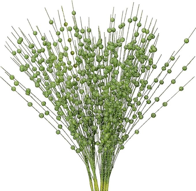 Artificial Glitter Berry Stem Ornaments, Bright Berries Decorative Bead Sticks, Glittery Twigs, P... | Amazon (US)