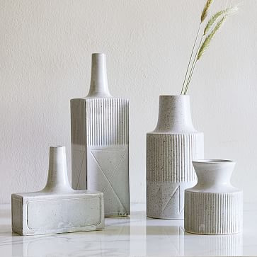 Textured Ceramic Linework Vases | West Elm (US)