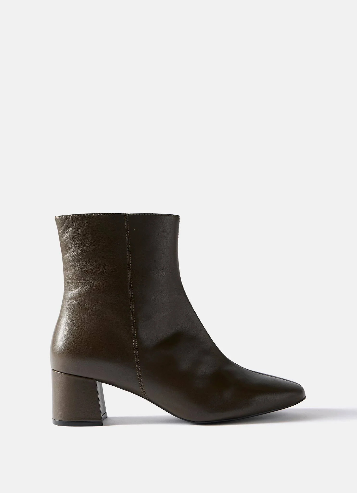 Flo Khaki Leather Ankle Boots | Mint Velvet