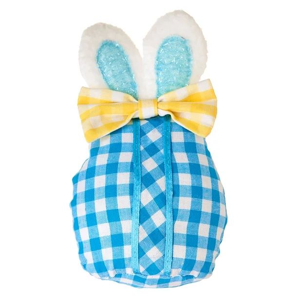 Way to Celebrate Easter Gingham Egg with Bunny Ears Tabletop Decoration, Blue, 6.25" - Walmart.co... | Walmart (US)