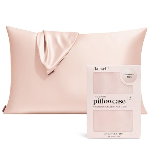 Kitsch Satin Pillowcase with Zipper for Hair & Skin, Softer Than Silk Pillow Cases Queen, Smooth ... | Amazon (US)