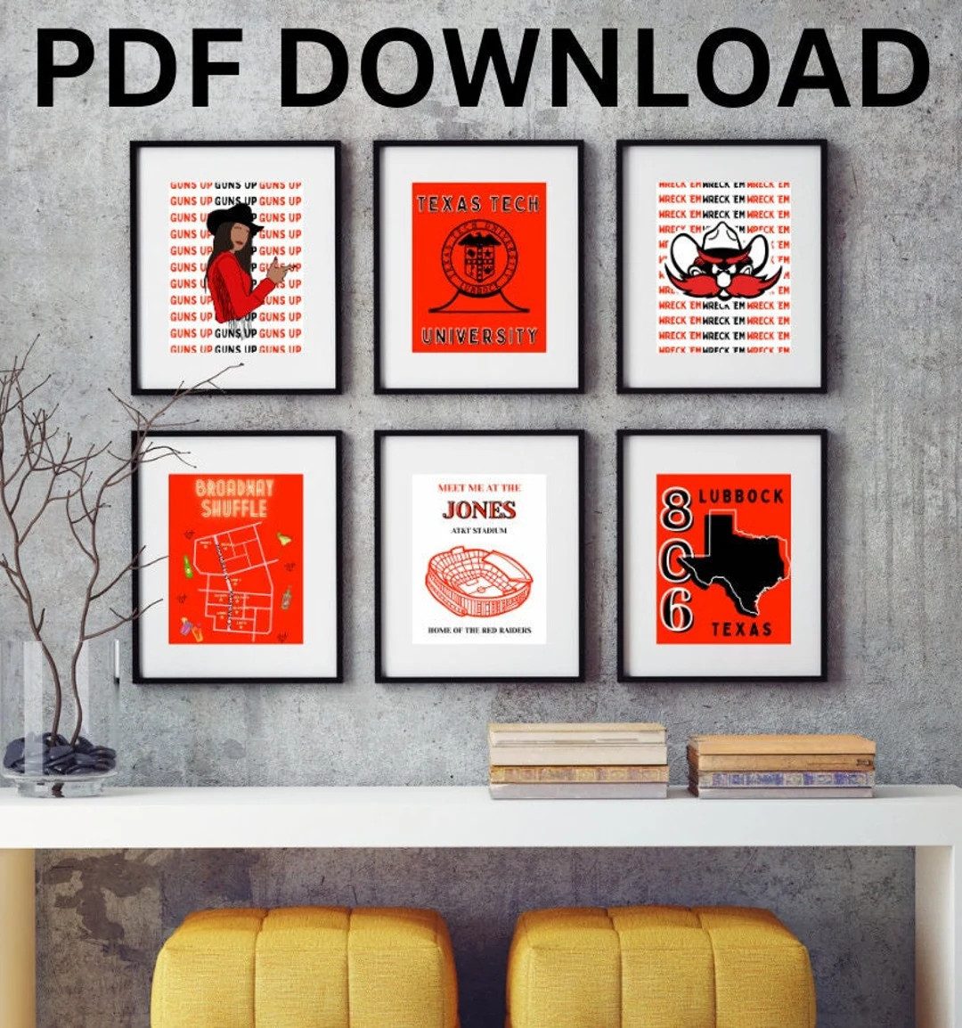 Lubbock, TX Texas Tech University Red Themed Wall Art - Etsy | Etsy (US)