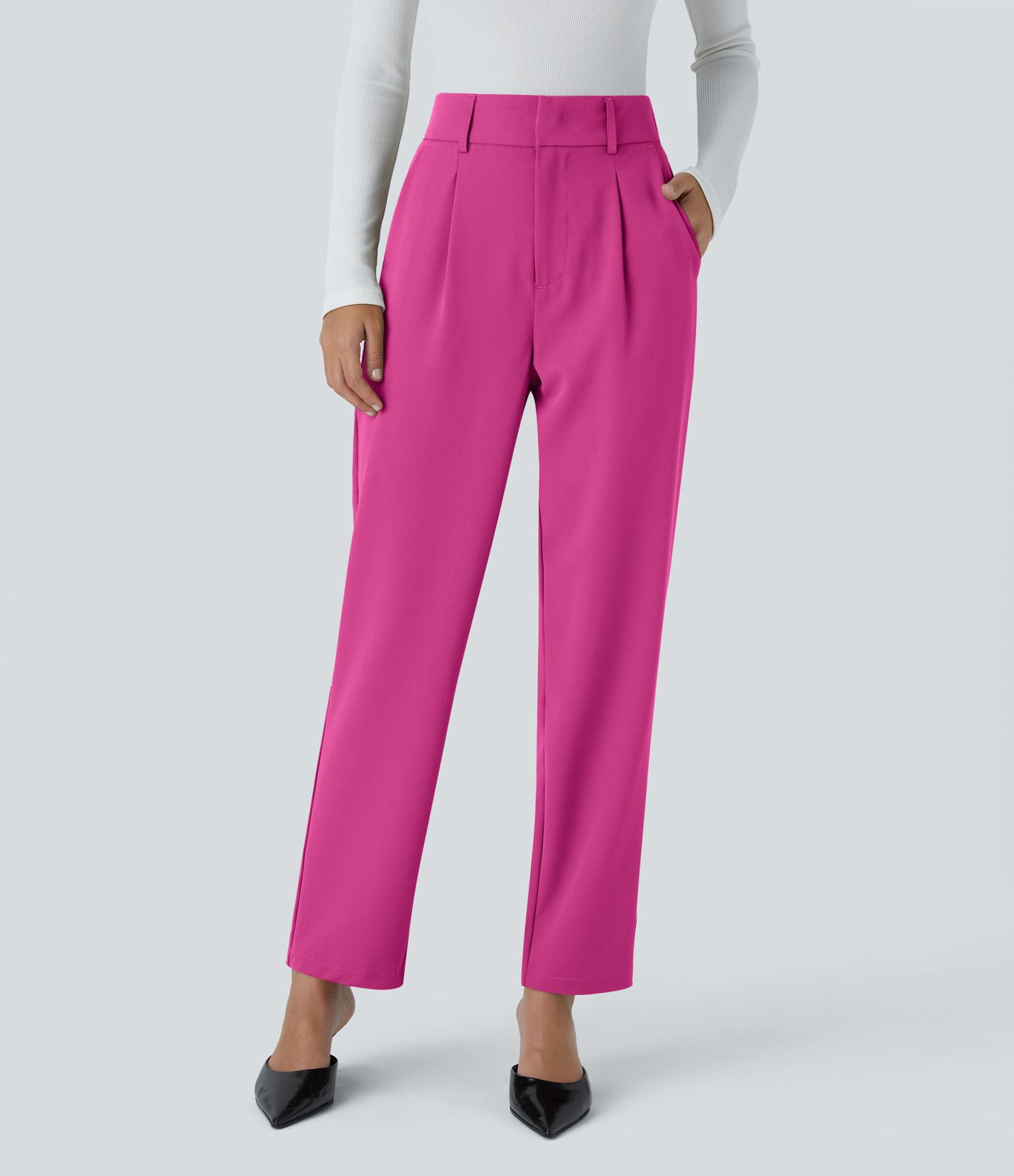 Women’s High Waisted Pocket Solid Work Tapered Pants - Halara | HALARA