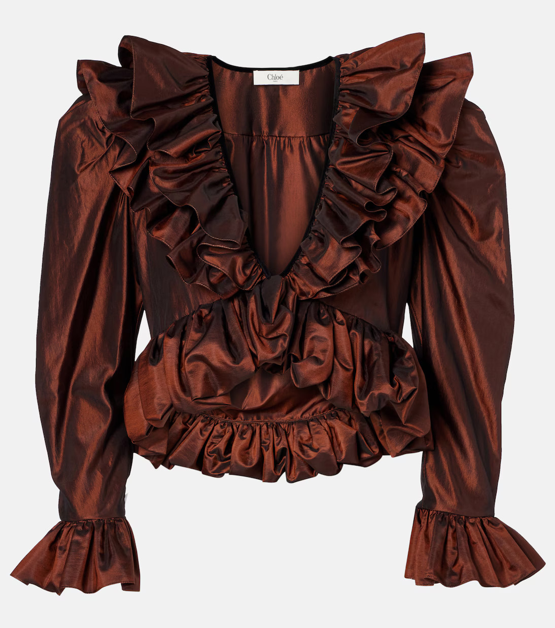 Ruffled silk crop top | Mytheresa (US/CA)