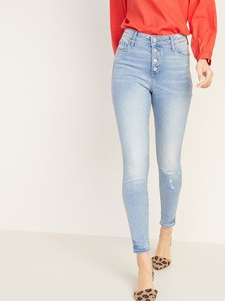High-Waisted Distressed Rockstar Super Skinny Ankle Jeans for Women | Old Navy (US)