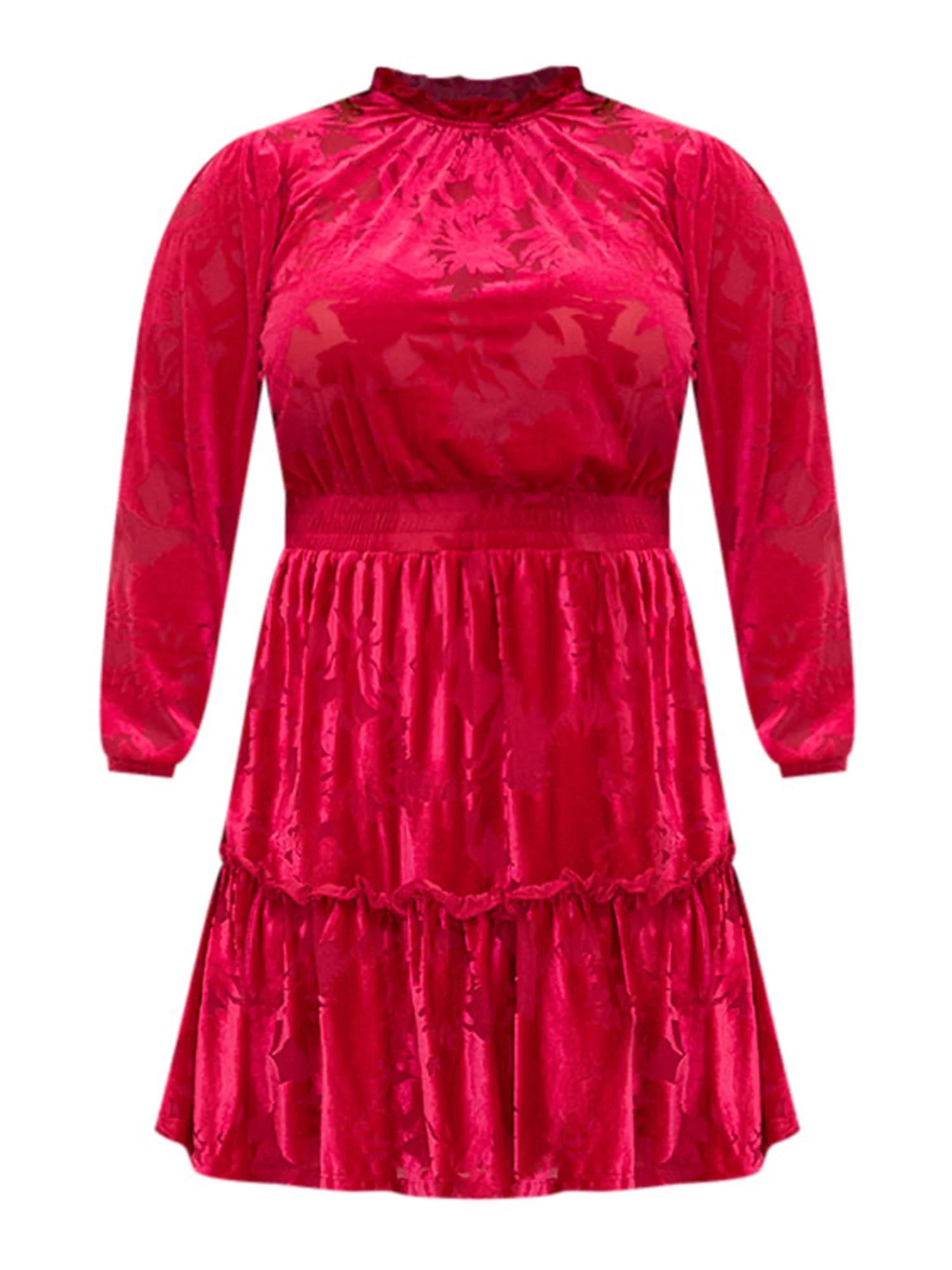 ELOQUII Elements Women's Plus Size Velvet Burnout Mini Dress - Walmart.com | Walmart (US)