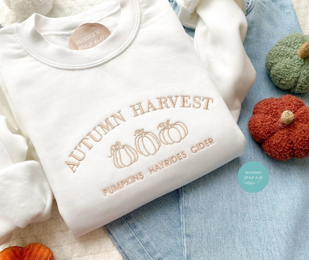 Autumn Harvest Sweatshirt, Embroidered Sweatshirt, Pumpkin Crewneck Sweatshirt Pumpkin Patch, Pum... | Etsy (US)