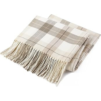 BATTILO HOME Fall Plaid Throw Blanket for Couch, Farmhouse Checkered Decor Throw, Lightweight Bei... | Amazon (US)
