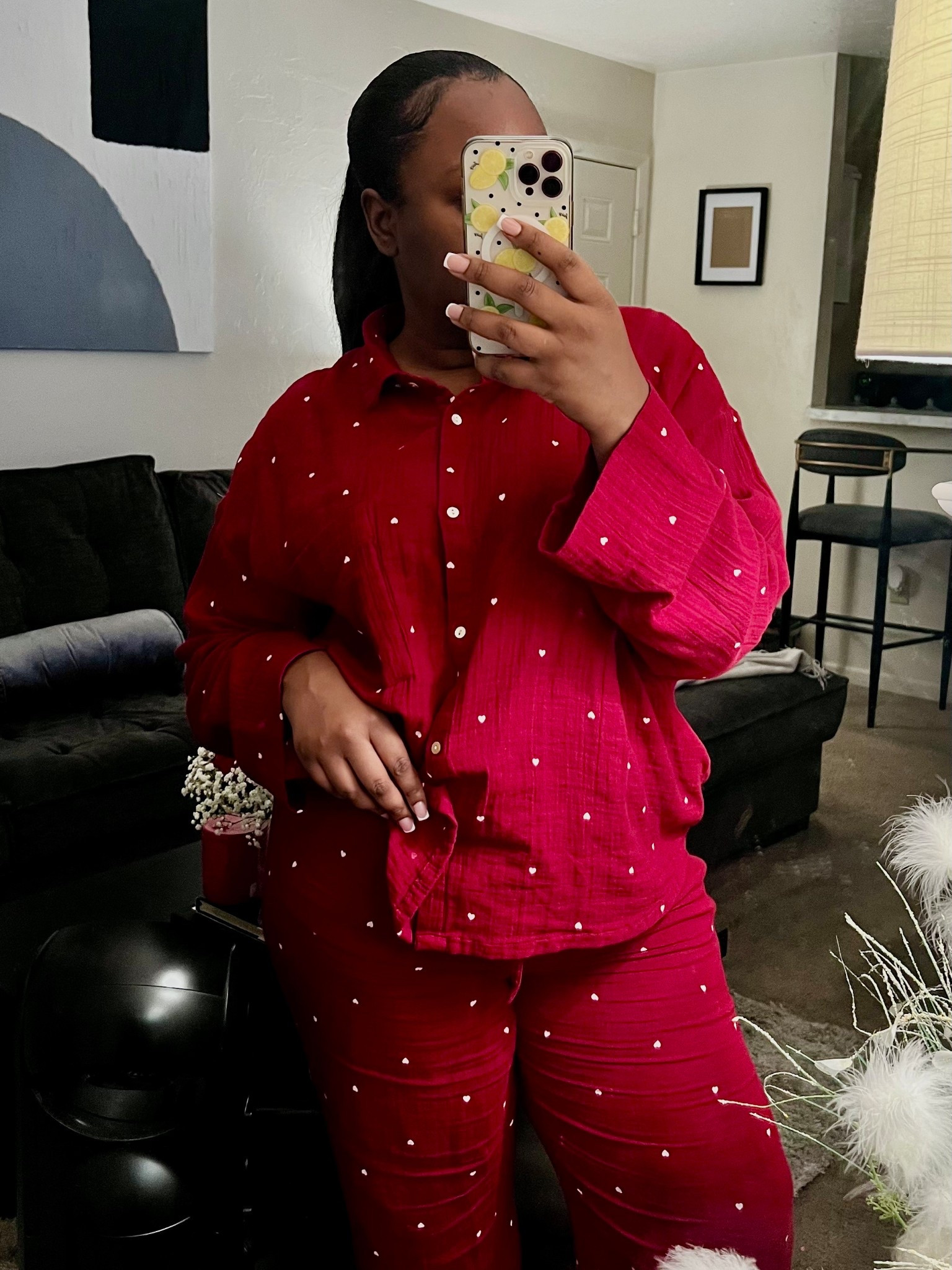 Whether it’s valentine’s, galentine’s, or sweetest day a pair of hearts pajamas is a must. These soft cotton muslin pjs are so comfortable. The shirt has collar, buttons at front, a patch chest pocket, dropped shoulders, and long sleeves. Pants have an elasticized, drawstring waistband and straight legs.

#LTKgrwm #LTKootd #LTKvlog