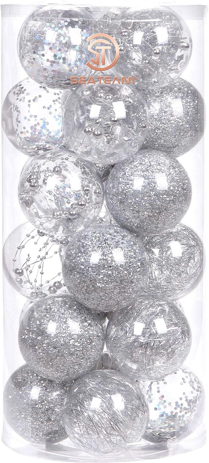 Sea Team 70mm/2.76" Shatterproof Clear Plastic Christmas Ball Ornaments Decorative Xmas Balls Bau... | Amazon (US)