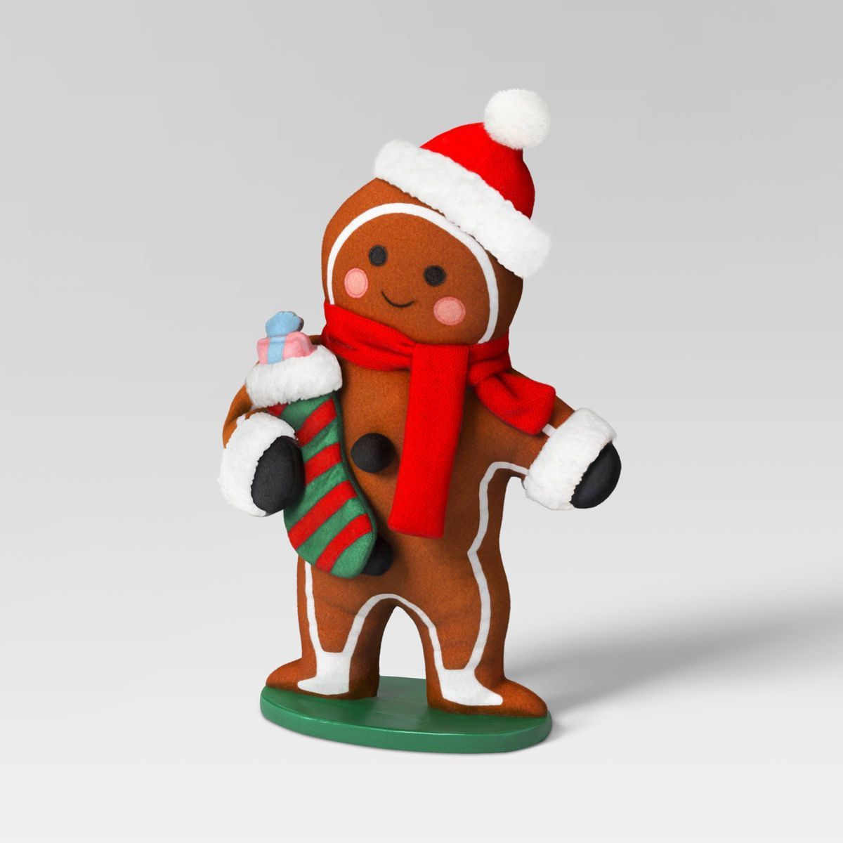 18" Fabric Gingerbread Man Holding Stocking Decorative Sculpture - Wondershop™ Brown | Target