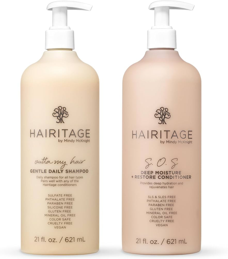 Hairitage Gentle Daily Moisture Shampoo and Conditioner Set - Split End + Bond Strengthening for ... | Amazon (US)
