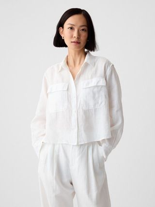 100% Linen Cropped Shirt | Gap (US)