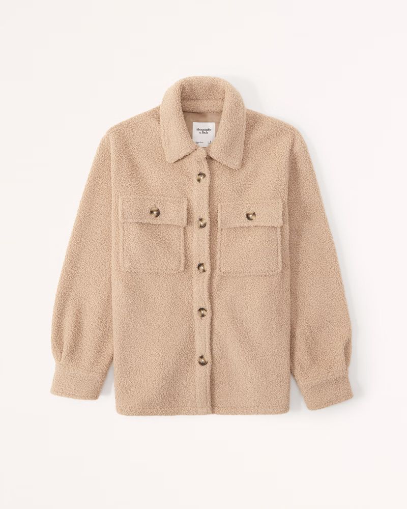 Women's Sherpa Shirt Jacket | Women's Tops | Abercrombie.com | Abercrombie & Fitch (US)