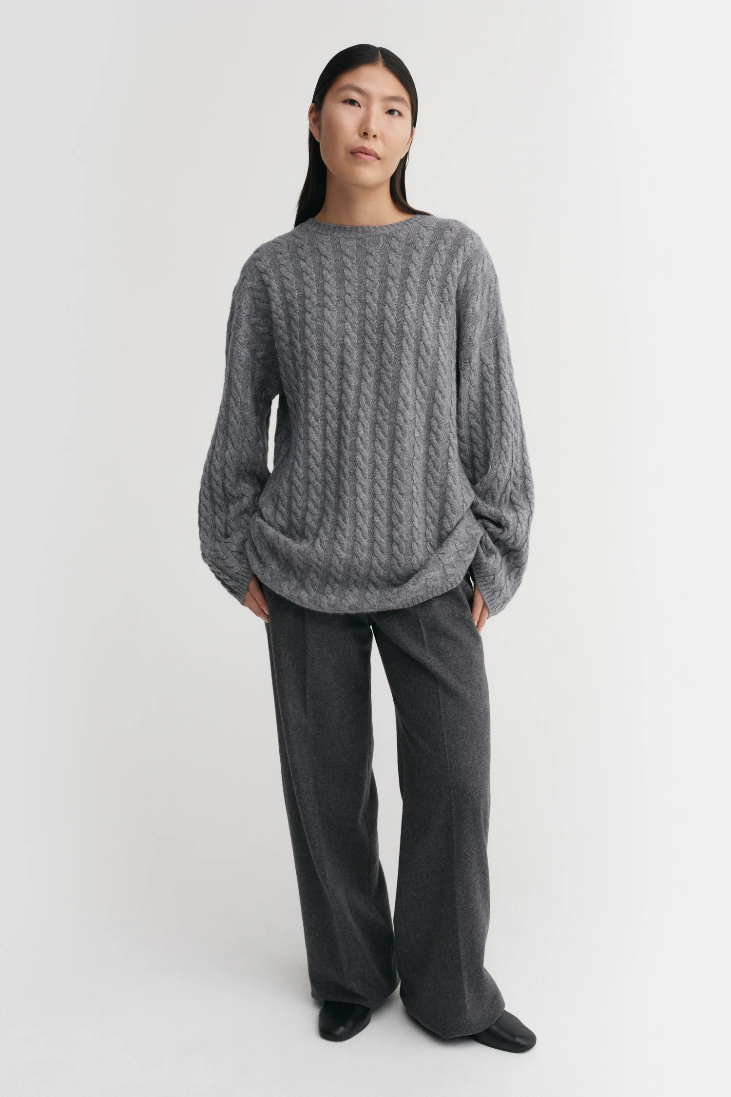 Noa Cable Knit Sweater, grey | Almada Label