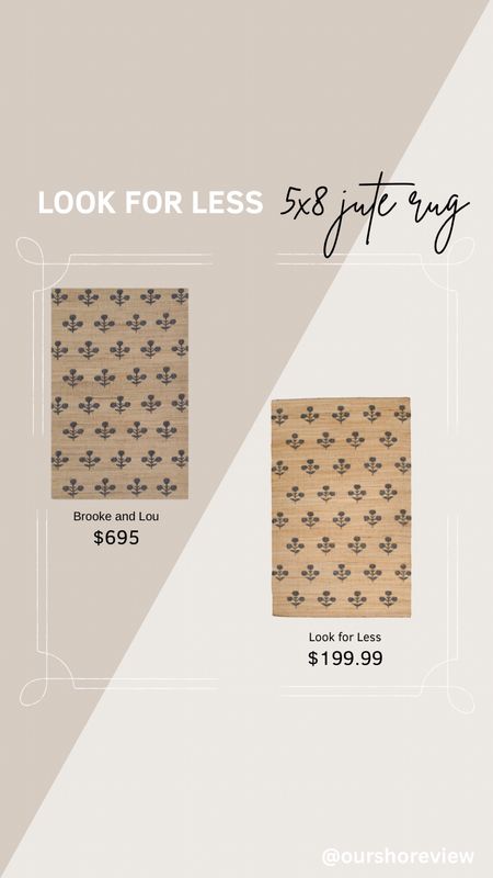 I'm a giant fan of Brooke and Lou. Their designs are so inspirational so I was so excited when I found the exact same rug they offer for a fraction of the price! This look alike is not even a dupe... it's the exact same designer rug. Grab this blue block print 5x8 jute rug before it's gone.

#LTKhome #LTKstyletip #LTKsalealert